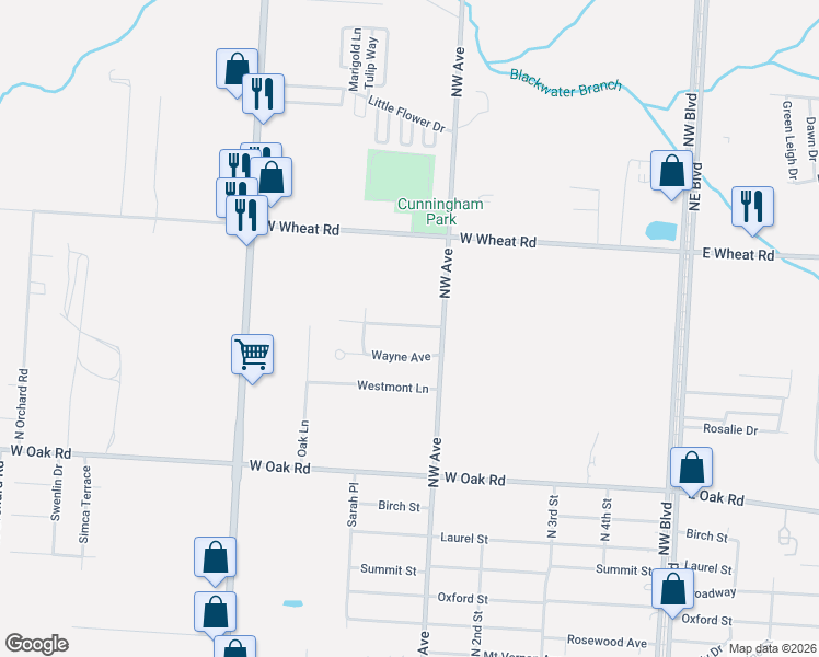 map of restaurants, bars, coffee shops, grocery stores, and more near 532 Wayne Avenue in Vineland