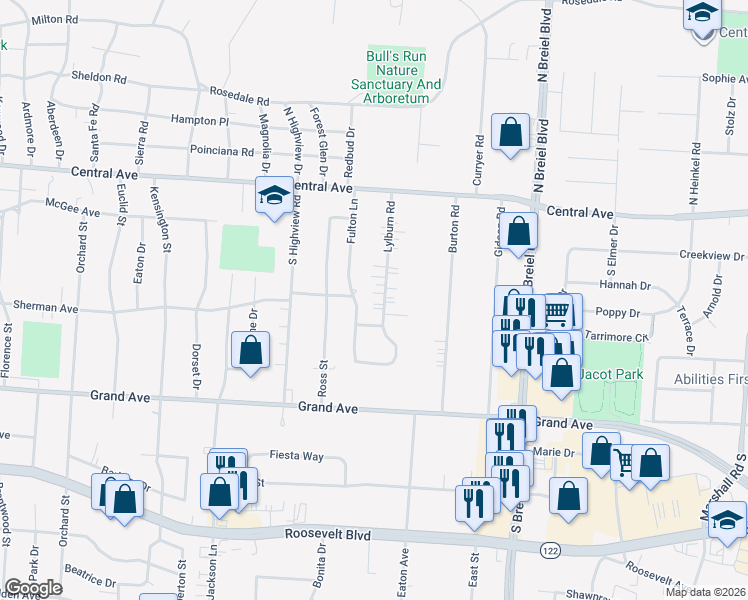 map of restaurants, bars, coffee shops, grocery stores, and more near 310 Lylburn Road in Middletown