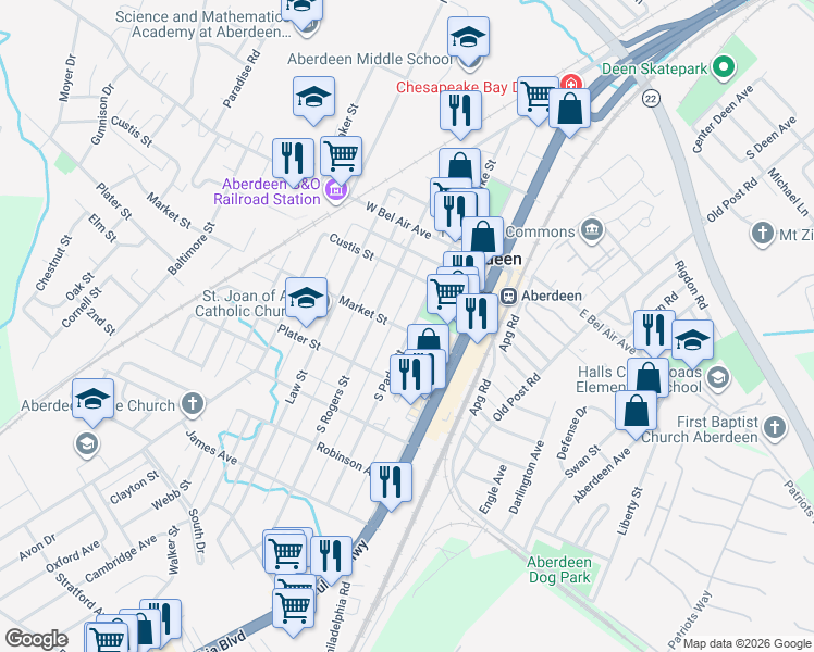 map of restaurants, bars, coffee shops, grocery stores, and more near 101 Independence Avenue Southeast in Washington