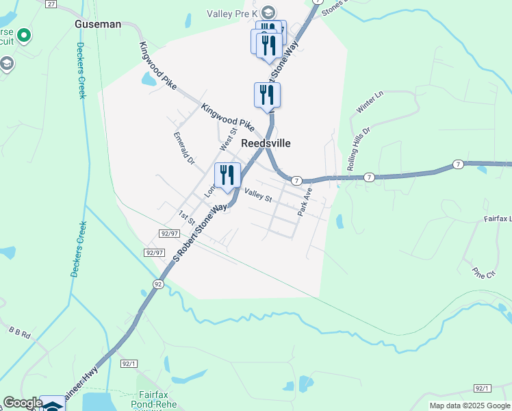 map of restaurants, bars, coffee shops, grocery stores, and more near 165 Graham Street in Reedsville