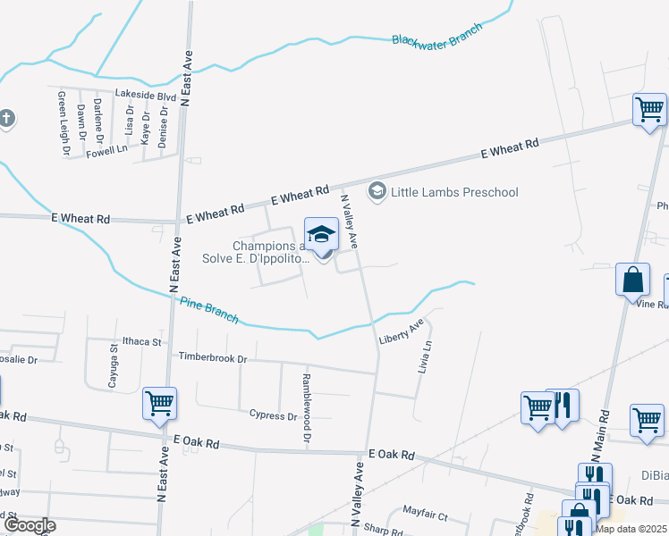 map of restaurants, bars, coffee shops, grocery stores, and more near 1578 North Valley Avenue in Vineland