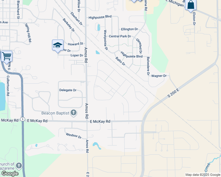 map of restaurants, bars, coffee shops, grocery stores, and more near 1686 Shelton Drive in Shelbyville