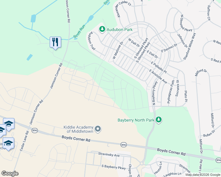 map of restaurants, bars, coffee shops, grocery stores, and more near 1717 Camber Avenue in Middletown