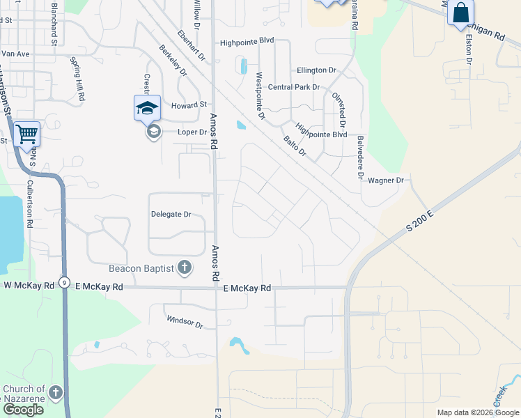 map of restaurants, bars, coffee shops, grocery stores, and more near 1640 Shelton Drive in Shelbyville