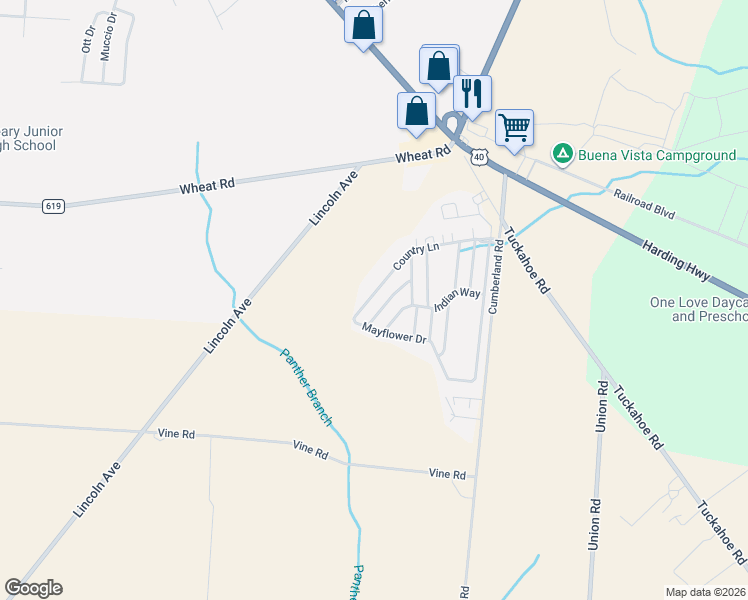 map of restaurants, bars, coffee shops, grocery stores, and more near 158 Country Lane in Buena