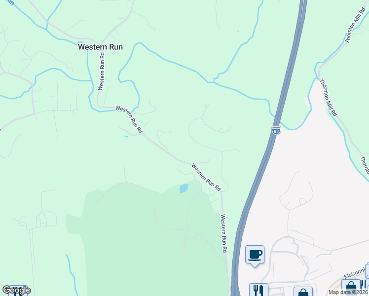 map of restaurants, bars, coffee shops, grocery stores, and more near 704 Western Run Road in Cockeysville
