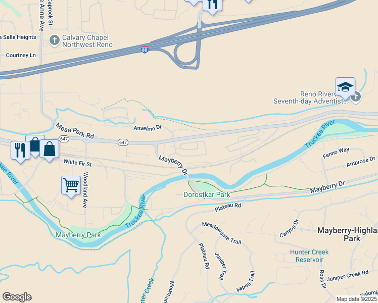 map of restaurants, bars, coffee shops, grocery stores, and more near 7440 West 4th Street in Reno