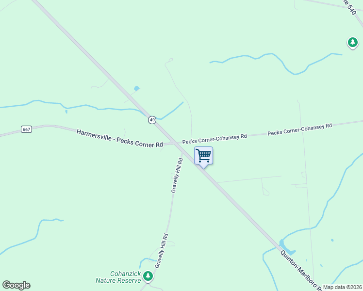 map of restaurants, bars, coffee shops, grocery stores, and more near 11 Old Cohansey Road in Bridgeton