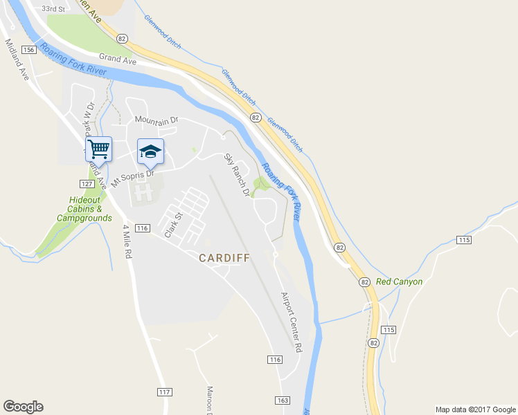 map of restaurants, bars, coffee shops, grocery stores, and more near 1906 Colorow Road in Glenwood Springs