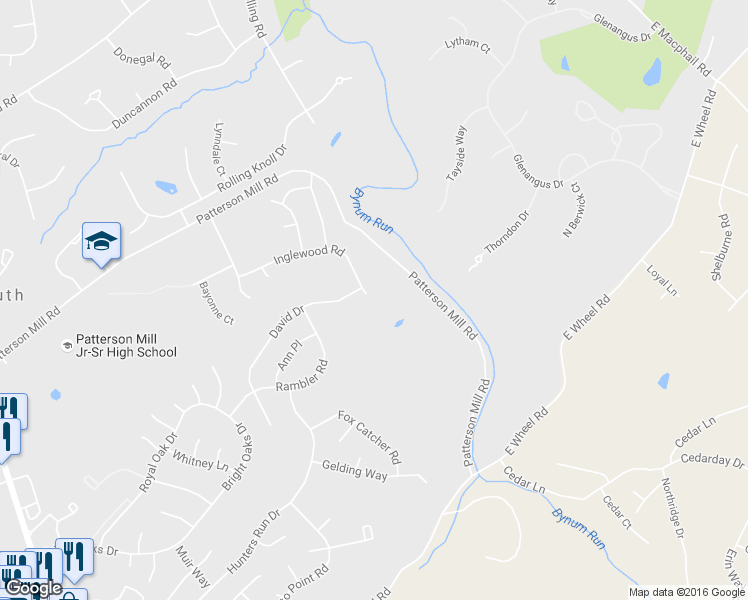 map of restaurants, bars, coffee shops, grocery stores, and more near 542 Inglewood Rd in Bel Air