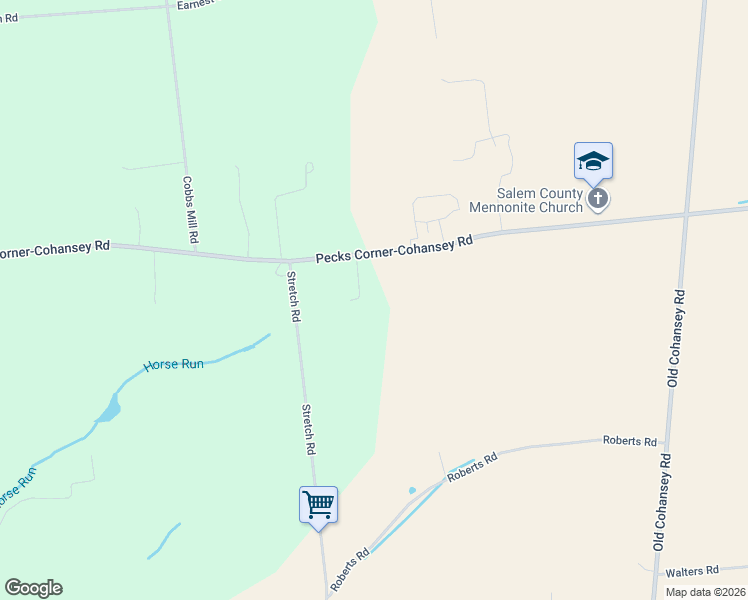 map of restaurants, bars, coffee shops, grocery stores, and more near 183 Pecks Corner-Cohansey Road in Bridgeton