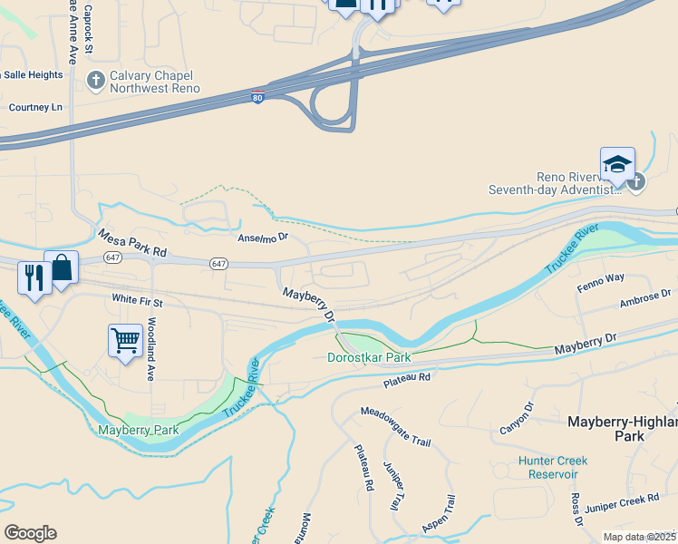map of restaurants, bars, coffee shops, grocery stores, and more near 7440 West 4th Street in Reno