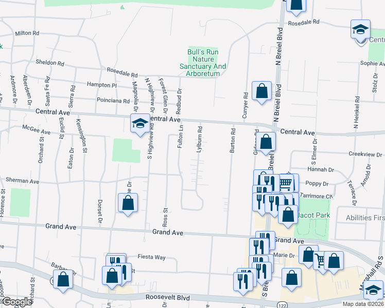 map of restaurants, bars, coffee shops, grocery stores, and more near 206 Lylburn Road in Middletown