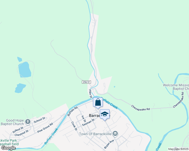 map of restaurants, bars, coffee shops, grocery stores, and more near in Barrackville