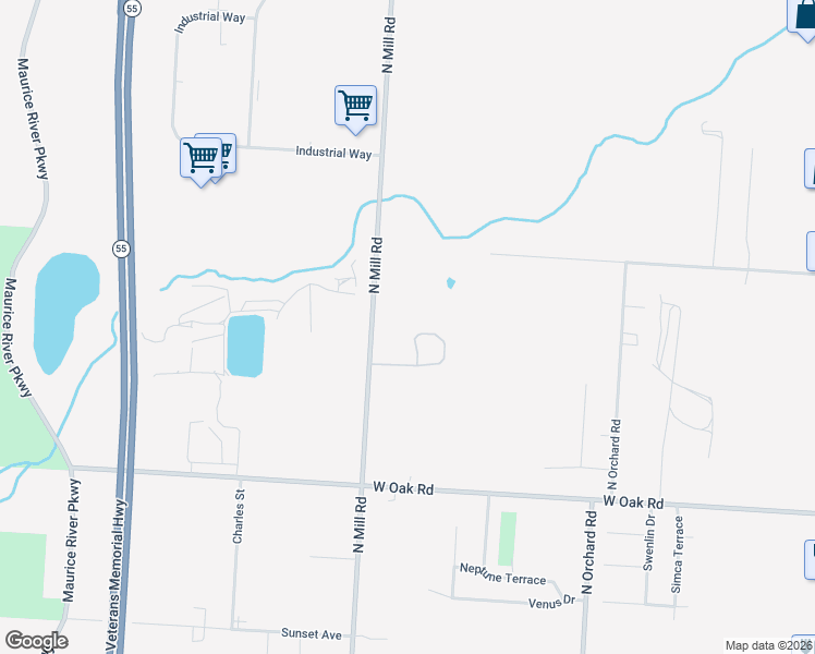 map of restaurants, bars, coffee shops, grocery stores, and more near 1443 North Mill Road in Vineland
