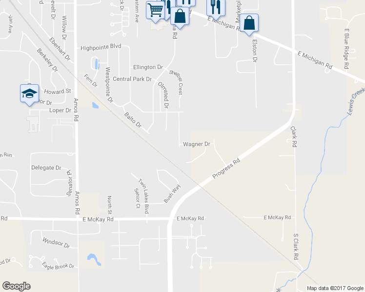 map of restaurants, bars, coffee shops, grocery stores, and more near 1604 Wagner Drive in Shelbyville