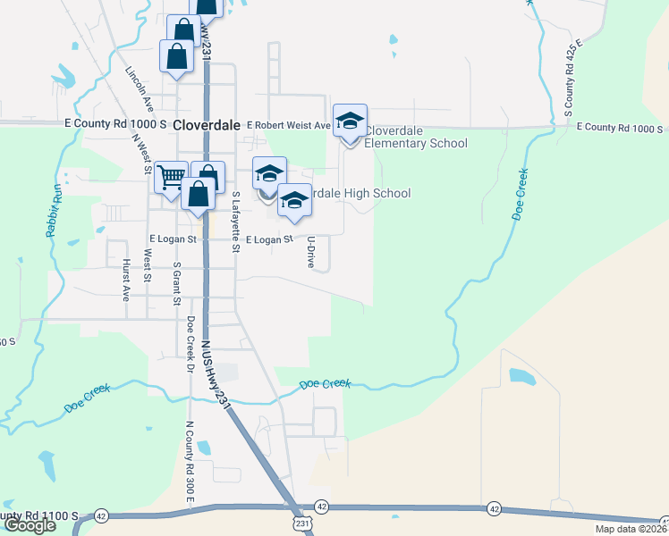 map of restaurants, bars, coffee shops, grocery stores, and more near 6 U-Drive in Cloverdale