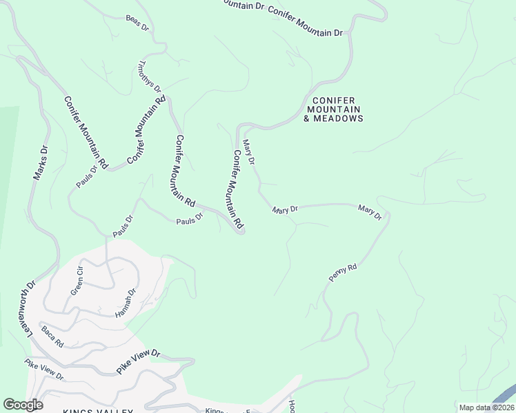 map of restaurants, bars, coffee shops, grocery stores, and more near 30323 Marys Lane in Conifer