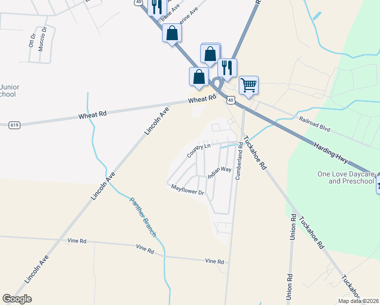 map of restaurants, bars, coffee shops, grocery stores, and more near 119 Wheat Road in Buena