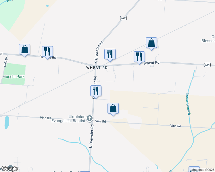 map of restaurants, bars, coffee shops, grocery stores, and more near 513 South Brewster Road in Vineland