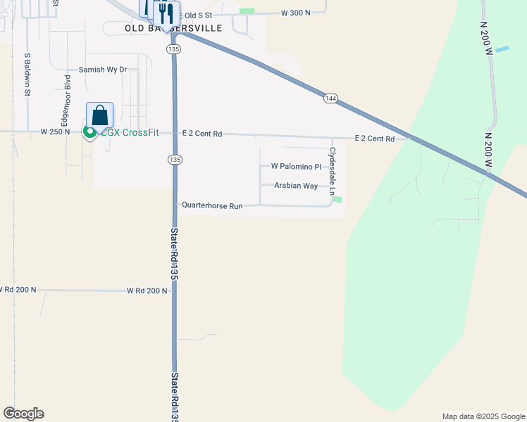 map of restaurants, bars, coffee shops, grocery stores, and more near 861 Quarterhorse Run in Bargersville