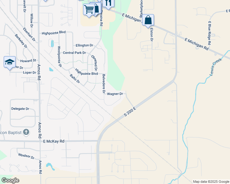 map of restaurants, bars, coffee shops, grocery stores, and more near 1624 Wagner Drive in Shelbyville