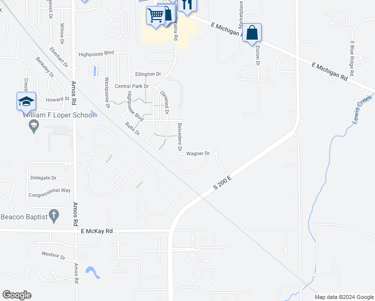map of restaurants, bars, coffee shops, grocery stores, and more near 1604 Wagner Drive in Shelbyville