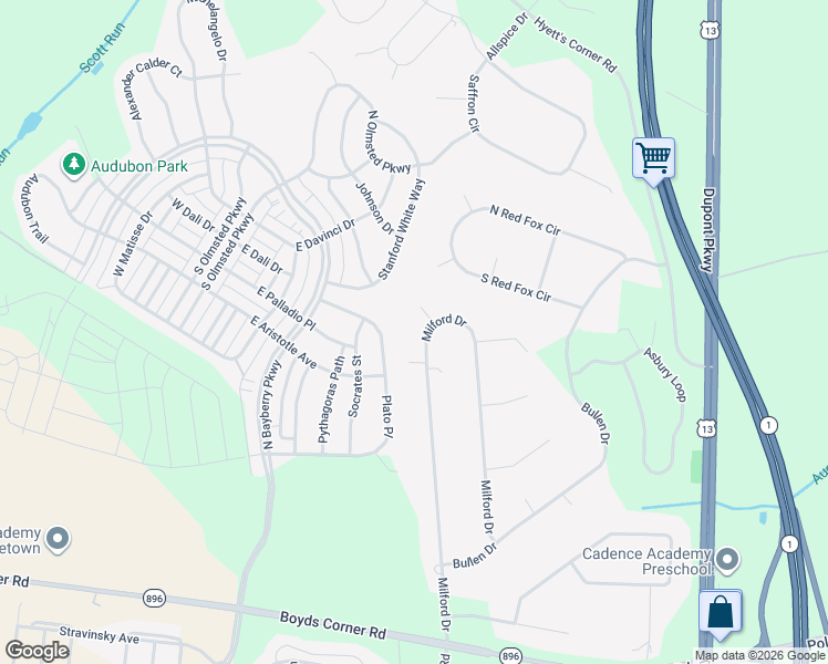 map of restaurants, bars, coffee shops, grocery stores, and more near 236 Milford Drive in Middletown