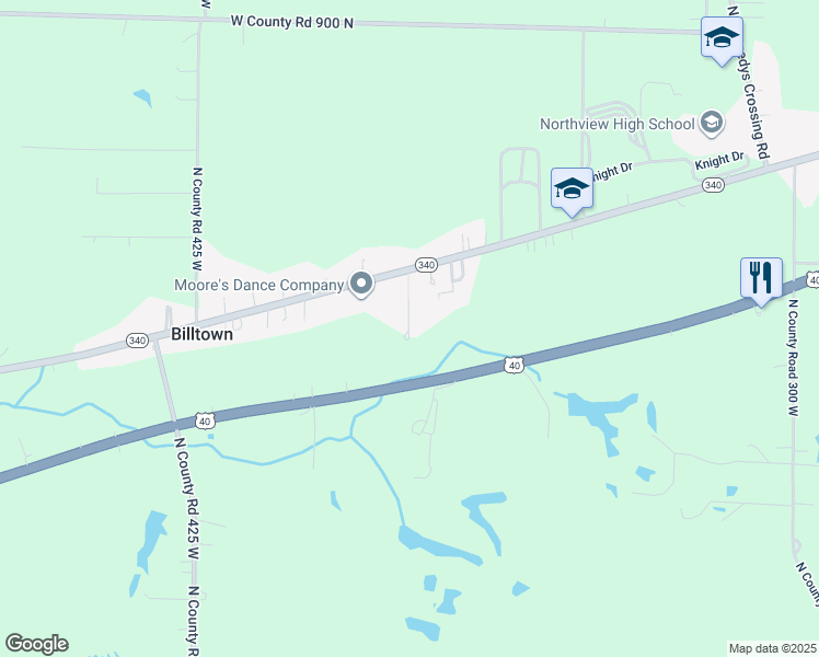 map of restaurants, bars, coffee shops, grocery stores, and more near 3805 Indiana 340 in Brazil