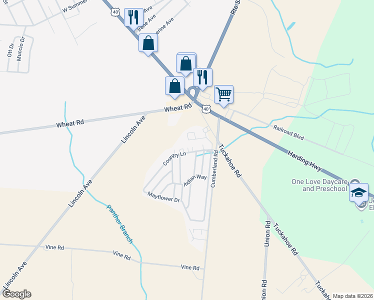 map of restaurants, bars, coffee shops, grocery stores, and more near 116 Country Lane in Buena