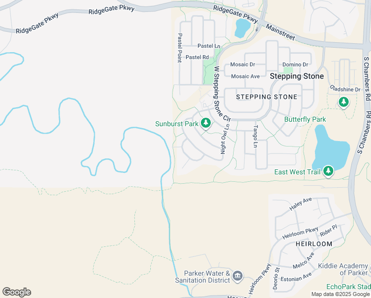 map of restaurants, bars, coffee shops, grocery stores, and more near 13840 Box Turtle Loop in Parker