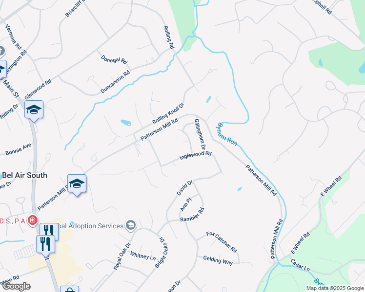 map of restaurants, bars, coffee shops, grocery stores, and more near 501 Chesley Court in Bel Air