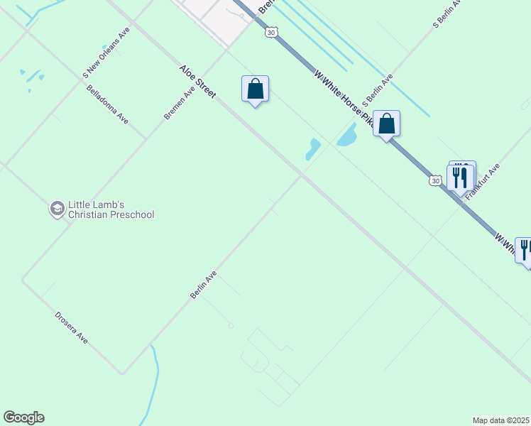 map of restaurants, bars, coffee shops, grocery stores, and more near 509 Berlin Avenue in Galloway