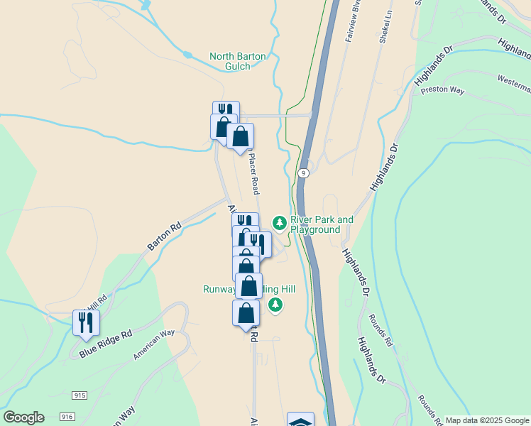 map of restaurants, bars, coffee shops, grocery stores, and more near 73 Denison Placer Road in Breckenridge