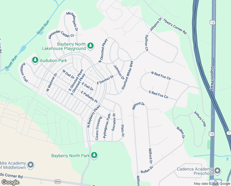 map of restaurants, bars, coffee shops, grocery stores, and more near 707 Stanford White Way in Middletown