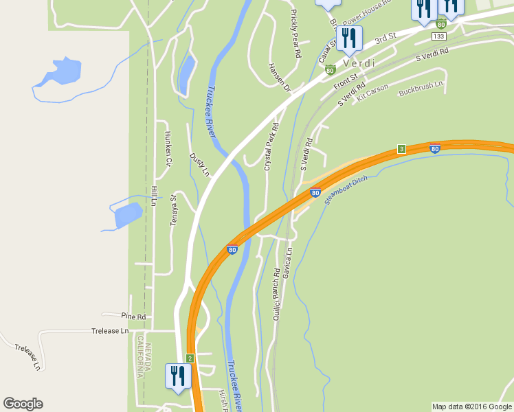 map of restaurants, bars, coffee shops, grocery stores, and more near 517 Crystal Park Road in Verdi