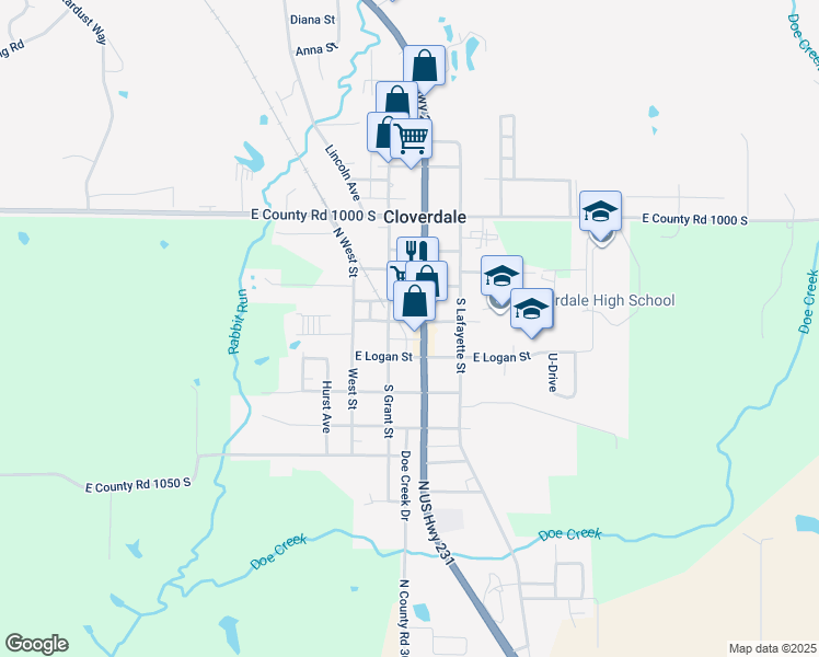 map of restaurants, bars, coffee shops, grocery stores, and more near 4 Market Street in Cloverdale