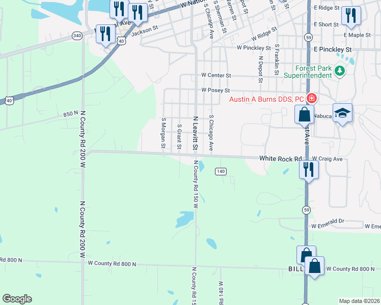 map of restaurants, bars, coffee shops, grocery stores, and more near 945 S Leavitt St in Brazil