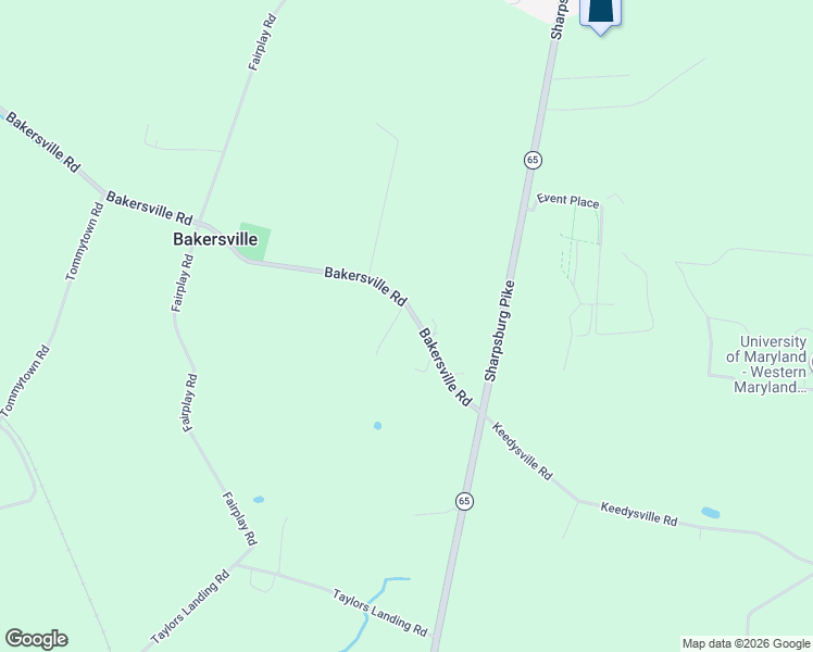map of restaurants, bars, coffee shops, grocery stores, and more near 17825 Bakersville Road in Boonsboro