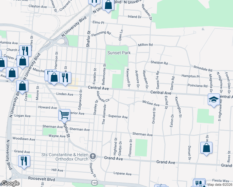 map of restaurants, bars, coffee shops, grocery stores, and more near 3 Alameda Circle in Middletown