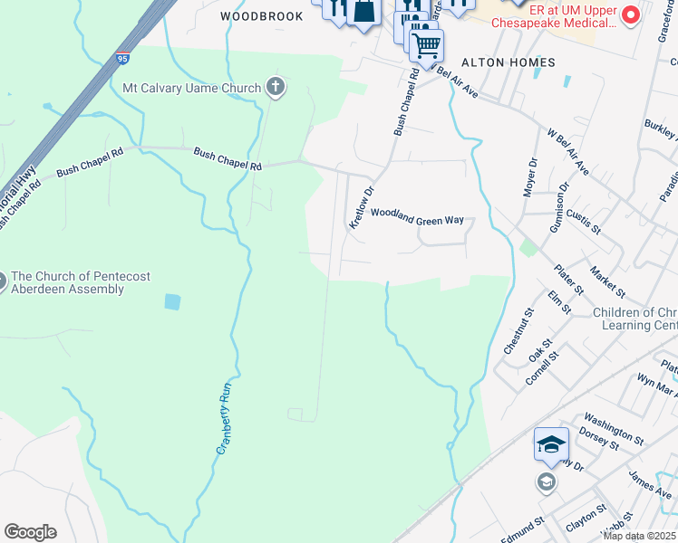 map of restaurants, bars, coffee shops, grocery stores, and more near 137 Kretlow Drive in Aberdeen