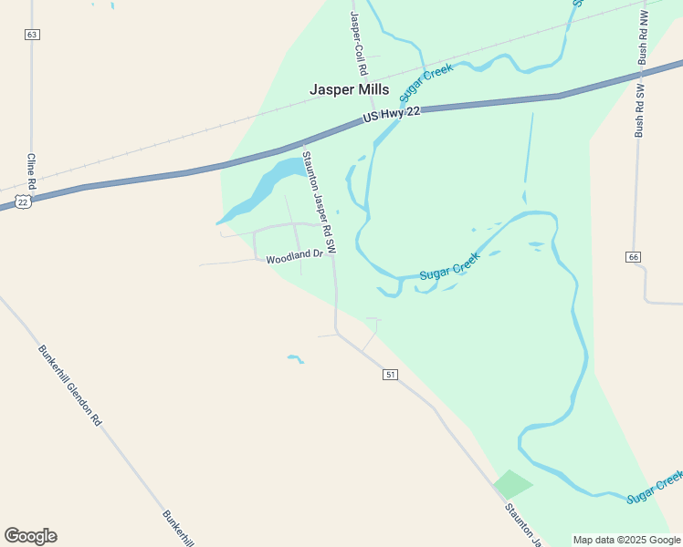 map of restaurants, bars, coffee shops, grocery stores, and more near 343 Staunton Jasper Road Southwest in Washington Court House