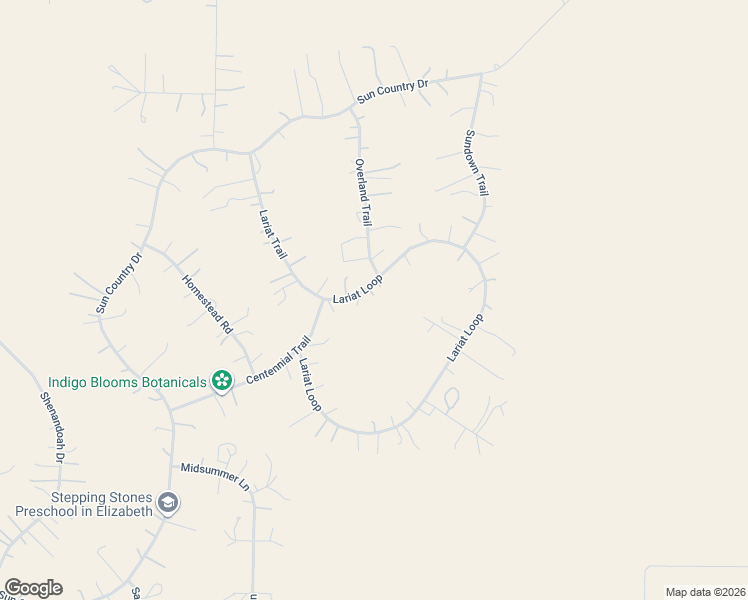 map of restaurants, bars, coffee shops, grocery stores, and more near 8690 Lariat Loop in Elizabeth