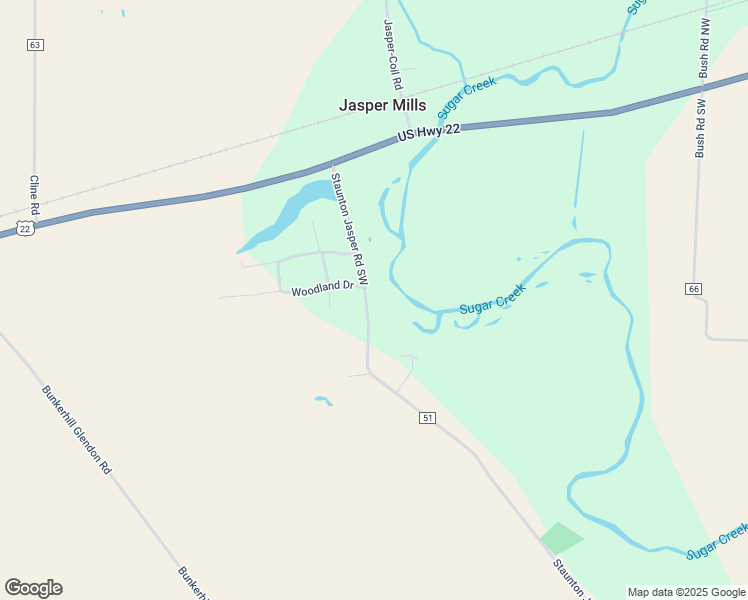 map of restaurants, bars, coffee shops, grocery stores, and more near 343 Staunton Jasper Road Southwest in Washington Court House