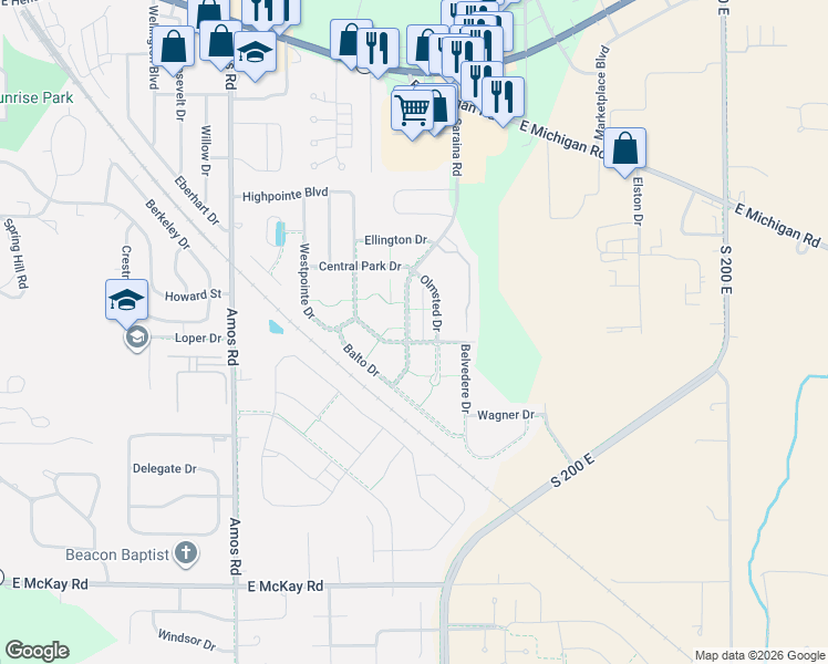 map of restaurants, bars, coffee shops, grocery stores, and more near 905 Saraina Road in Shelbyville
