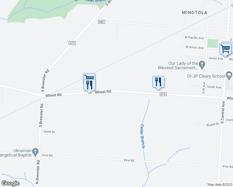 map of restaurants, bars, coffee shops, grocery stores, and more near 337 Wheat Road in Vineland