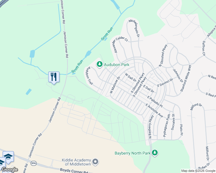 map of restaurants, bars, coffee shops, grocery stores, and more near 2030 West Aristotle Avenue in Middletown