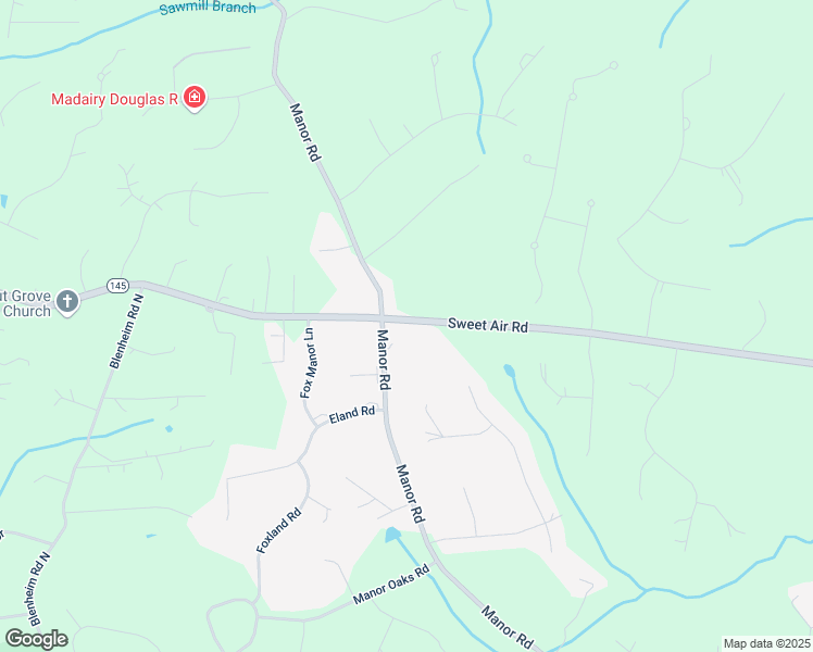 map of restaurants, bars, coffee shops, grocery stores, and more near 4105 Sweet Air Road in Baldwin