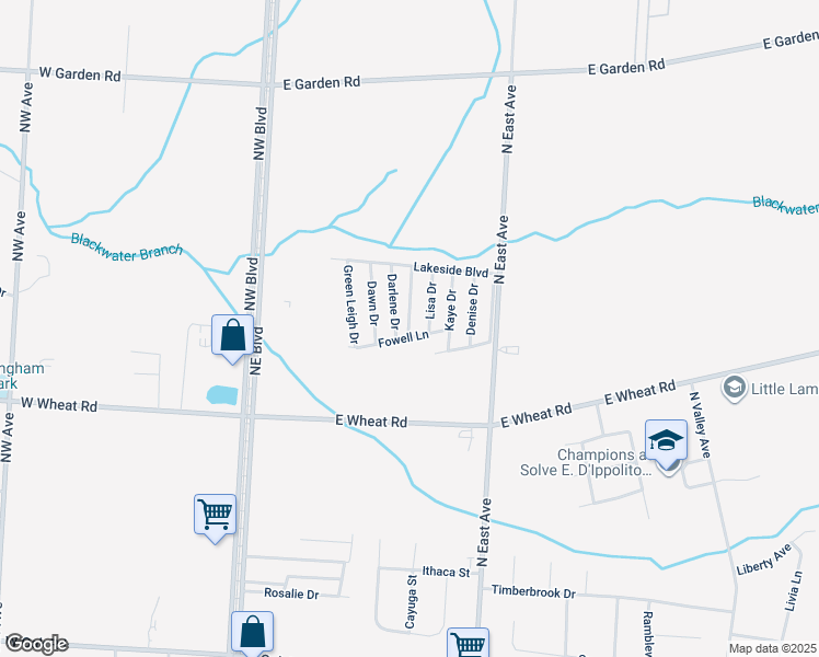 map of restaurants, bars, coffee shops, grocery stores, and more near 1976 North East Avenue in Vineland