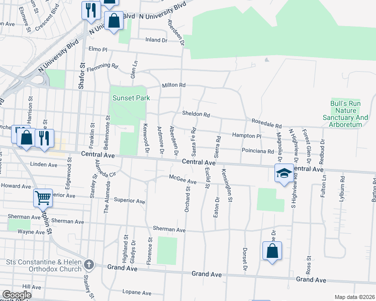 map of restaurants, bars, coffee shops, grocery stores, and more near 17 Santa Fe Road in Middletown